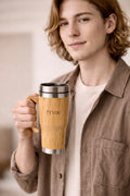 7YYOU Bamboo Travel Mug with Stainless Steel Inner - Eco-Friendly Coffee Mug
