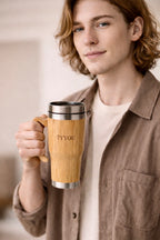 7YYOU Bamboo Travel Mug with Stainless Steel Inner - Eco-Friendly Coffee Mug