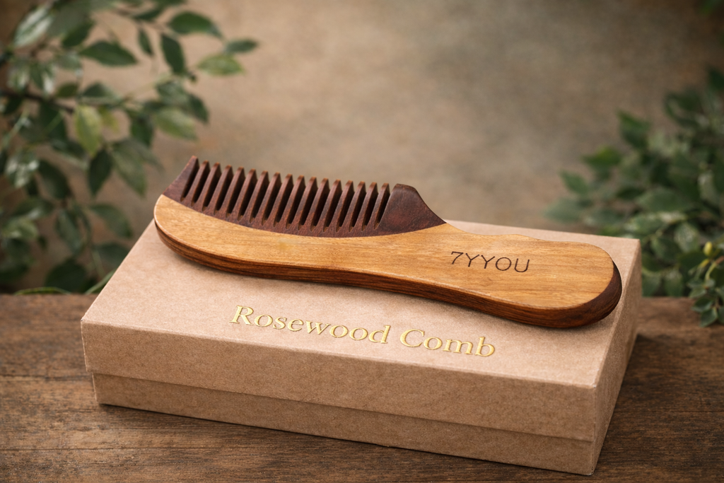 7YYOU Handcrafted Rosewood Comb - Natural Wood Hair Comb for Smooth, Frizz-Free Hair