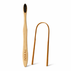 7YYOU Eco-Friendly Bamboo Oral Care Set - Charcoal Toothbrush & Tongue Cleaner