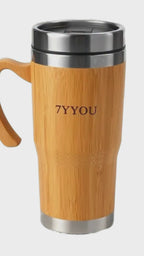 7YYOU Bamboo Travel Mug with Stainless Steel Inner - Eco-Friendly Coffee Mug