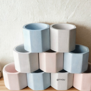 Hexastone Jar – Sky Blue | Soft Pink | Matte White (Starting at ₹49/-)