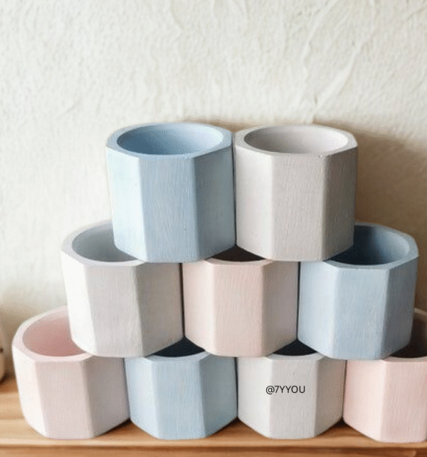 Hexastone Jar – Sky Blue | Soft Pink | Matte White (Starting at ₹49/-)