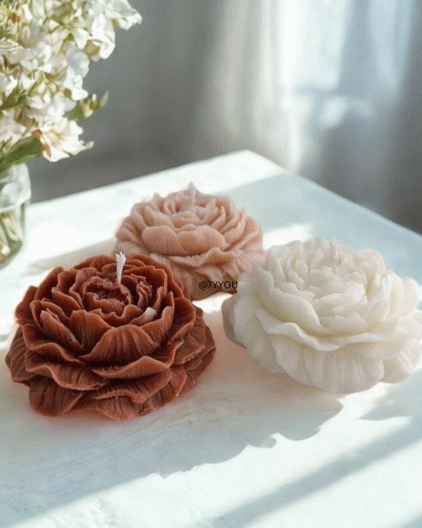 Roselle Flower Candle – Set of 3 | Luxe Bloom Bundles (Assorted Pastel Colors) - Image 3