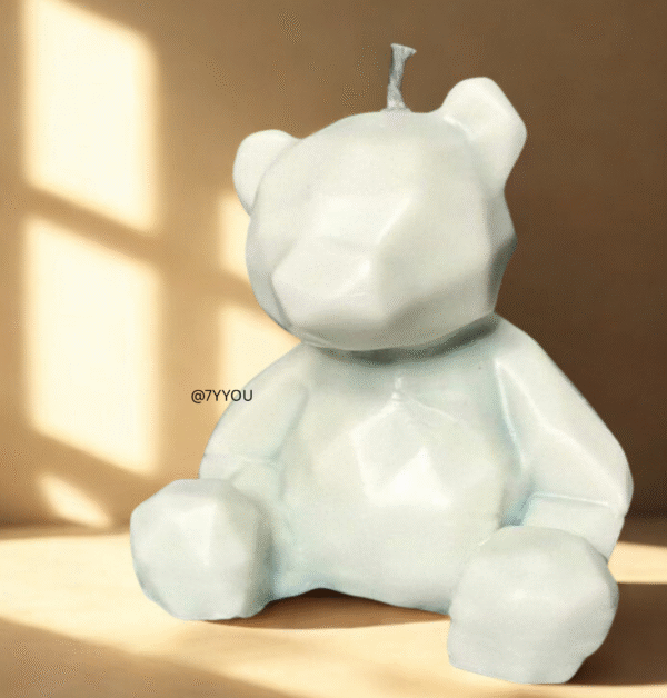 GeoBear Candle Set of 3 Minimalist Teddy Candles (Matte White, Pastel Pink & Cloud Grey) - Image 2